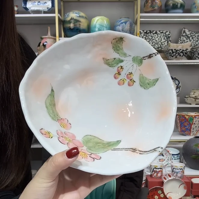 【单支】日本进口Bloom手绘山樱花三角钵19.5cm