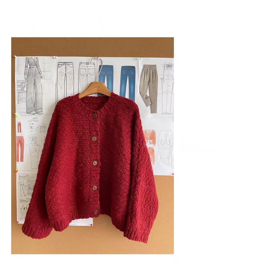 【圆莓甜卷】宽松复古极简慵懒风设计感秋冬针织衫女