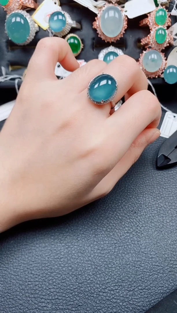 银S925镶嵌戒指翡翠翡翠