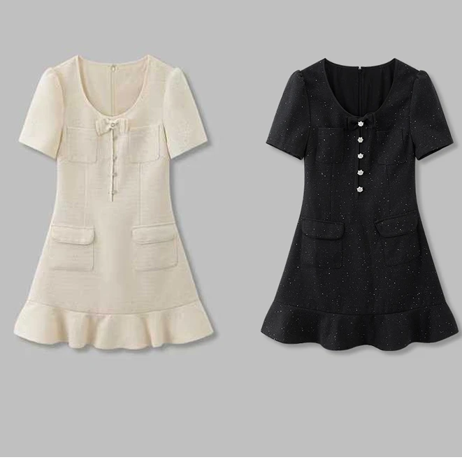 【清悠灵羽】夏季小香超仙优雅淑女大气款连衣裙D25XL142