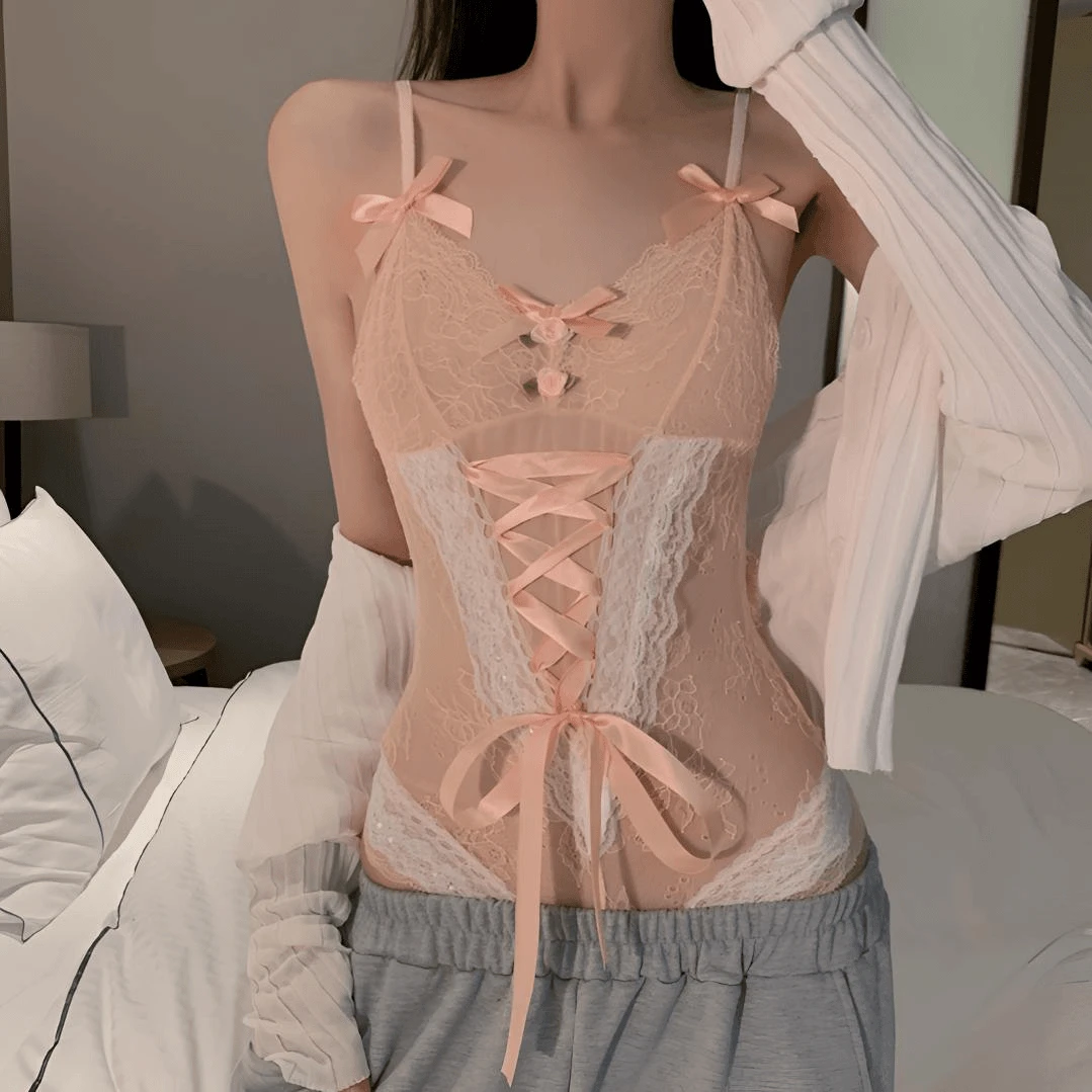 情趣粉色性感郎睡衣睡衣性感露背紧身粉蔷薇连体无袖连体衣辣妹