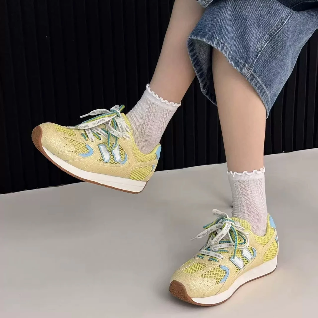 【断码清仓】复古厚底真皮休闲鞋2025夏百搭透气运动鞋 CSA 1808