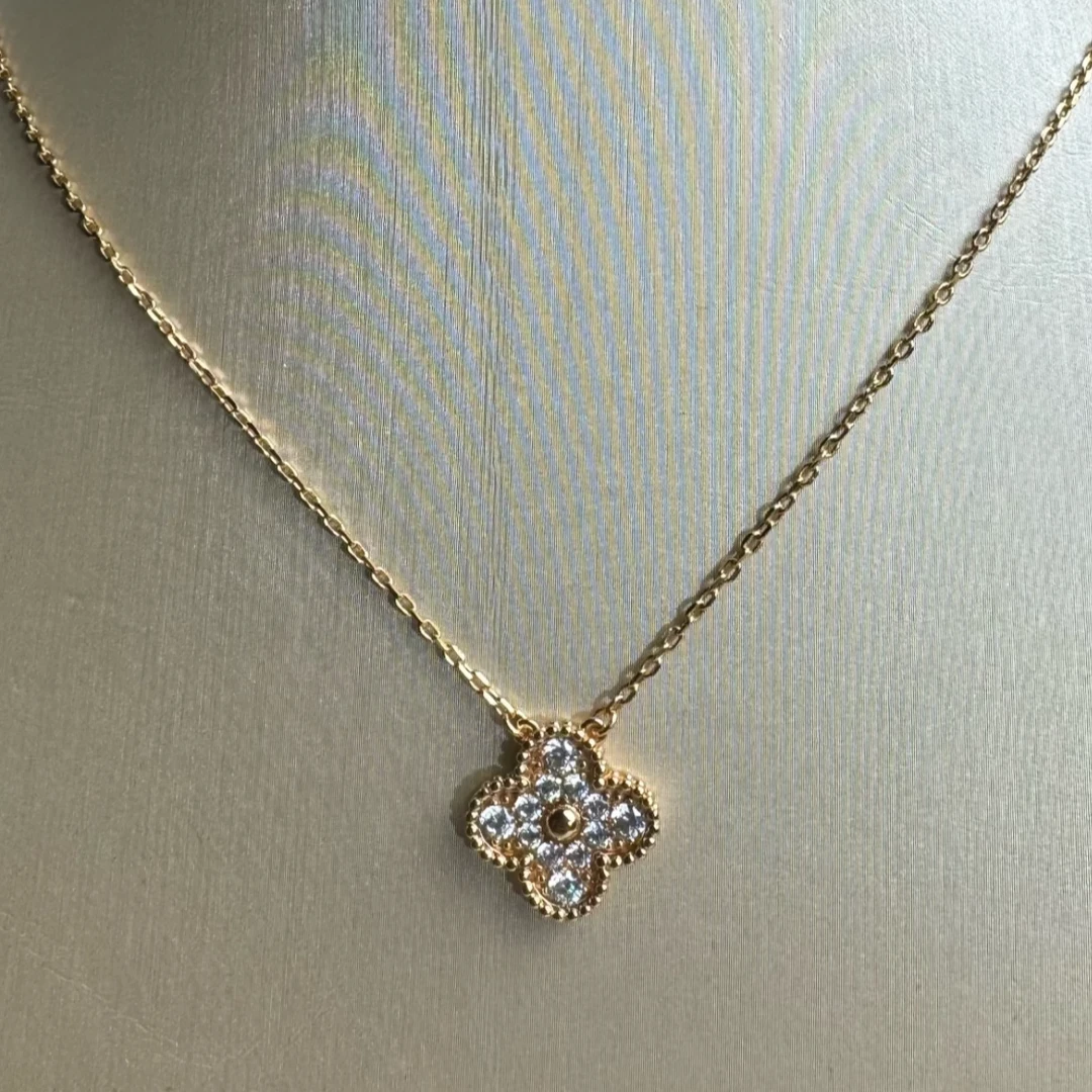 链子925银 米禾高级定制 满钻四叶花项链x41x42