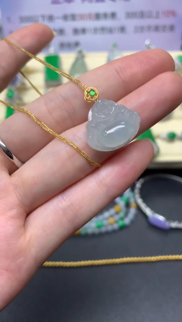 【闪购商品】翡翠套链18K金镶嵌套链|800+80