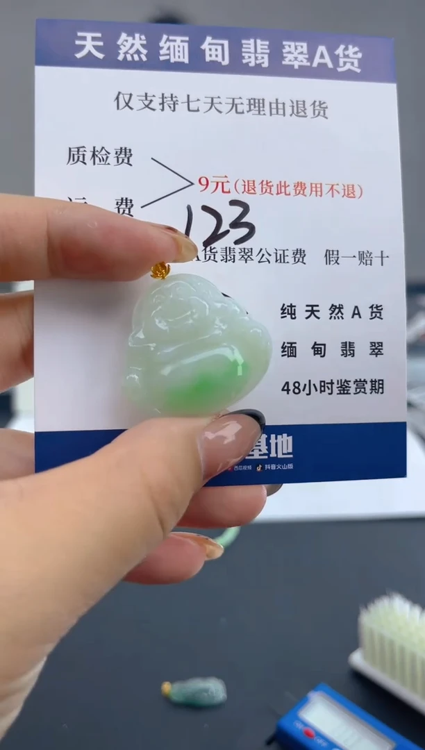 颈饰18K金镶嵌翡翠纯天然缅甸翡翠A货