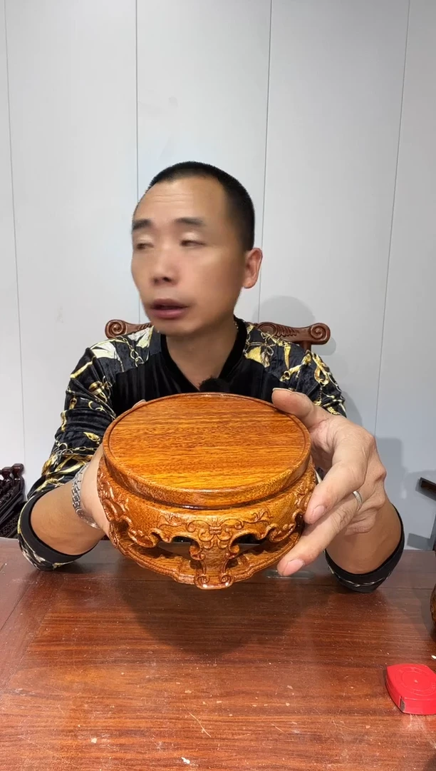 木梁****坊处理款老花整木雕刻圆形14*16*8两个