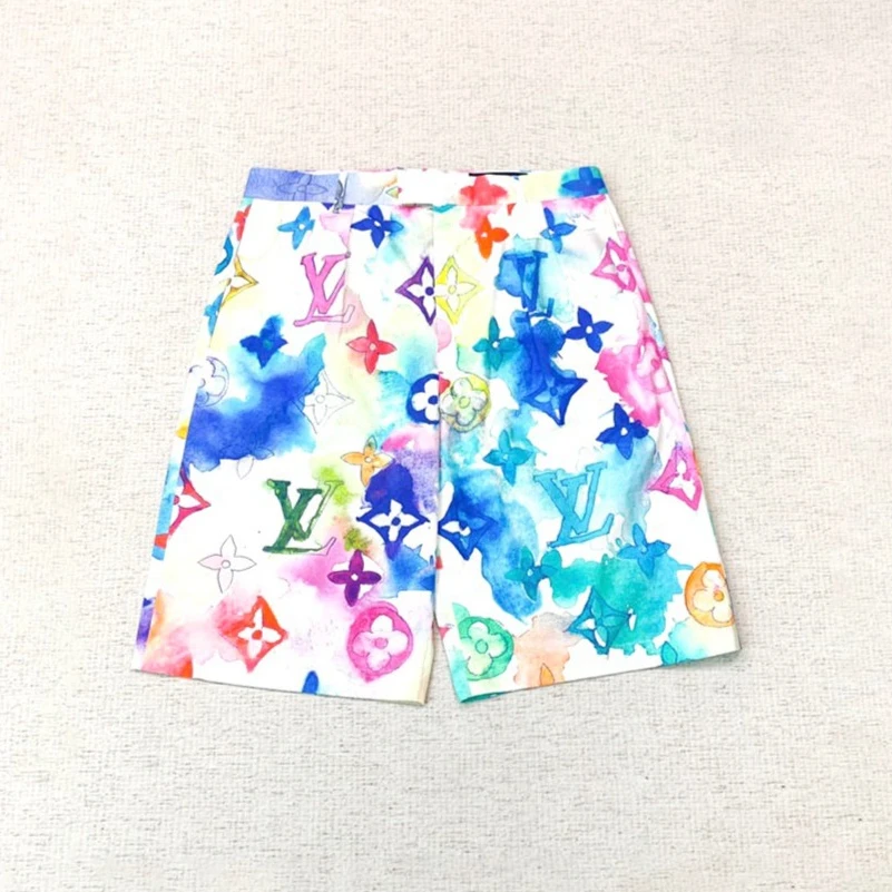 99新  Lv louis vuitton 满印logo扎染短裤44码编码xb0190