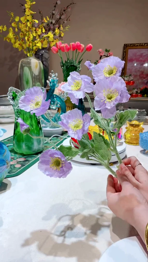 【闪购商品】琉璃手工艺品 紫色 美人花（两只）