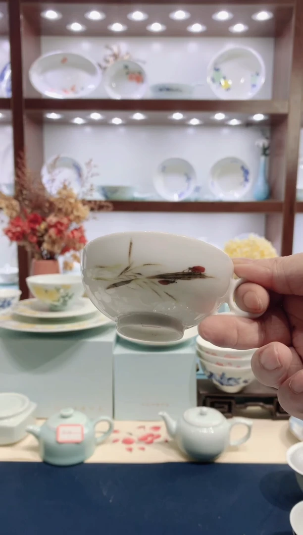 【闪购商品】白瓷礼物高温白瓷茶杯带把手（图案不限）