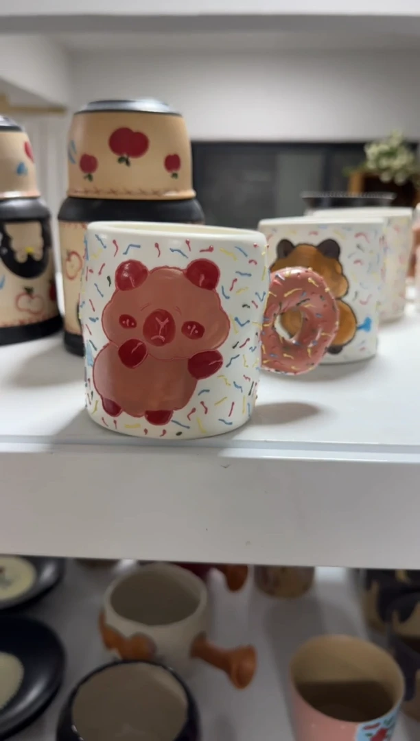 陶瓷卡皮粉色杯子【十里高温釉下彩陶瓷】