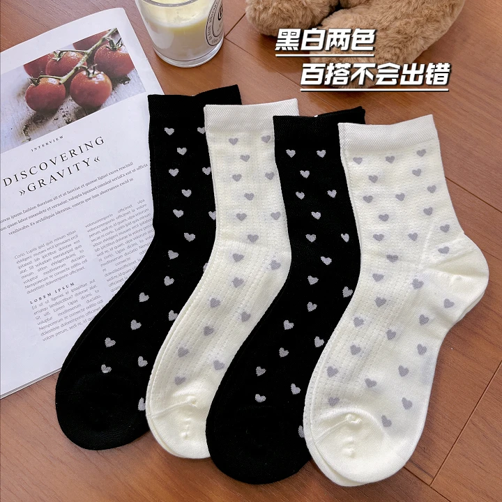 春夏季高颜值爱心袜子女中筒袜ins潮可爱运动袜韩版百搭学院风