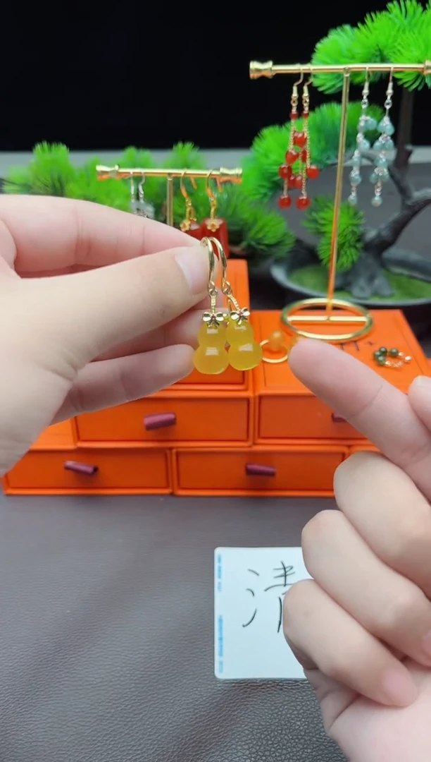 玛瑙/玉髓耳饰银S925镶嵌333