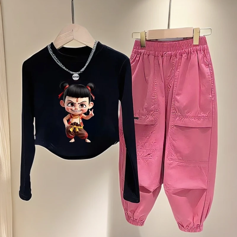 哪吒儿童服装叱咤风云卡通动漫春装洋气休闲打底衫潮牌套装衣服