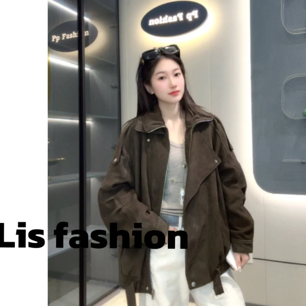 Liss-25新款467反绒皮杨树林1.0版本时尚休闲羊皮女外套