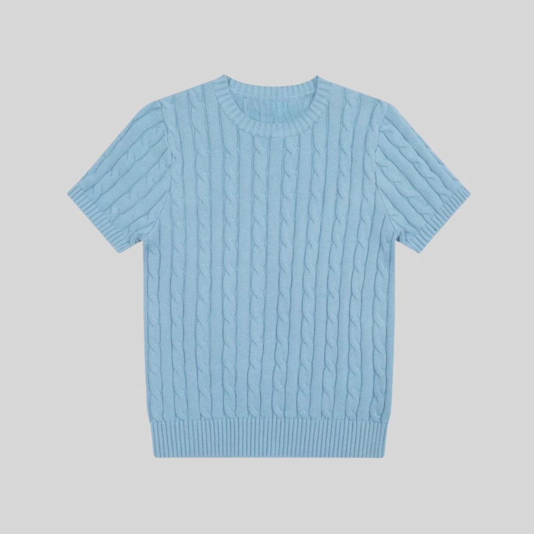 【换季福利】ONE夏季顶配小马新款女神上身圆领针织绞花短袖