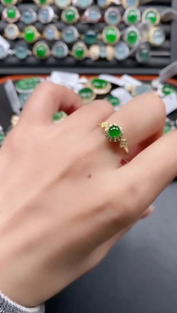 银S925镶嵌戒指翡翠111