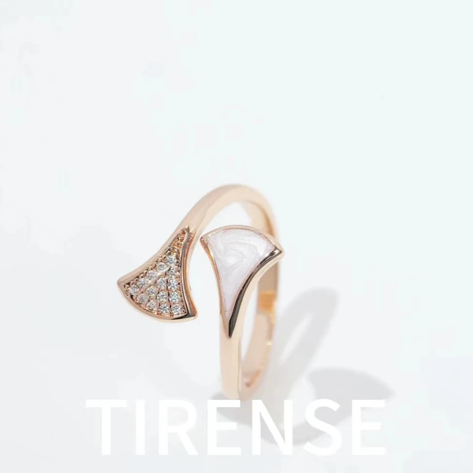 TIRENSE/狄伦斯 铜合金贝壳戒指 高定扇形裙子系列轻奢气质戒指