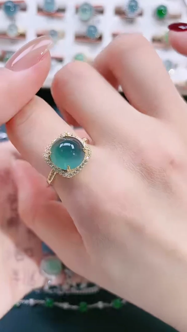 银S925镶嵌戒指翡翠天然翡翠