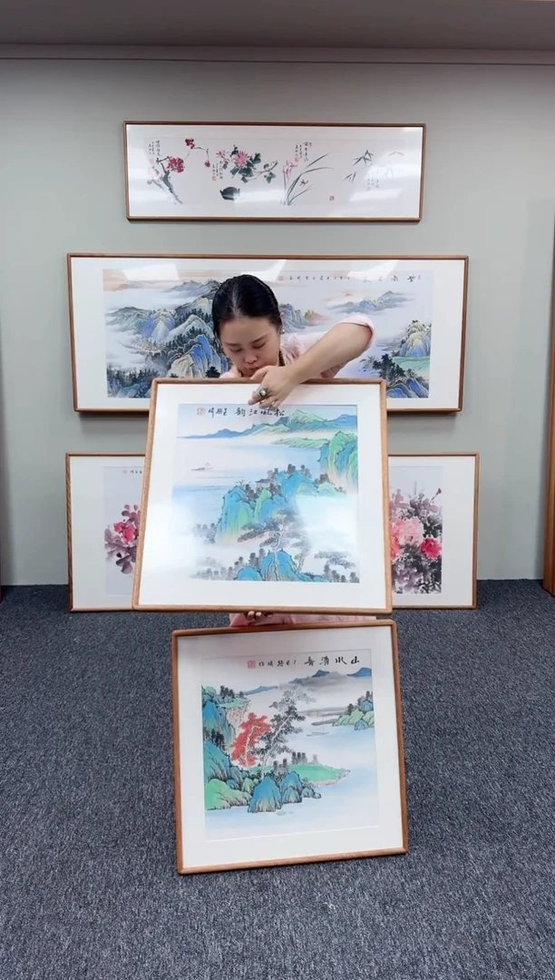国画山水60*60手绘作品