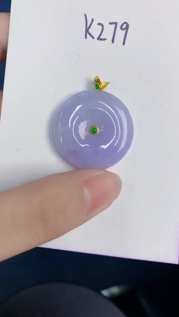 颈饰18K金镶嵌翡翠天然翡翠缅甸A货