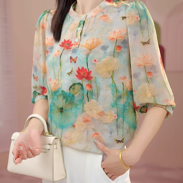 Y1174[高品质]气质优雅时尚碎花衬衫03