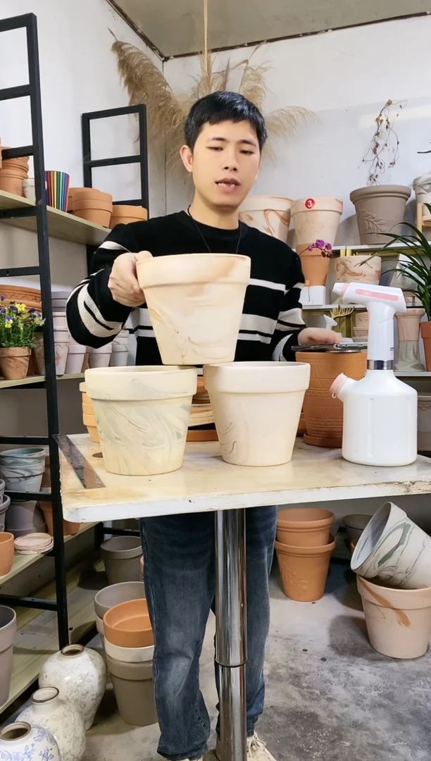 【闪购商品】红陶18*16陶盆3色组合 3盆无托