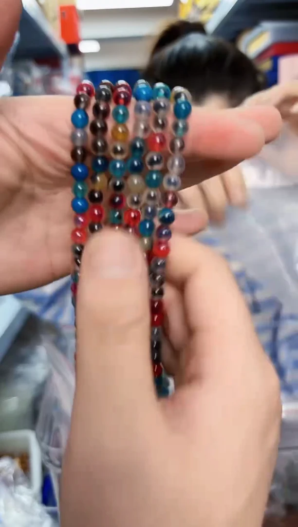 玛瑙/玉髓手串未镶嵌多彩糖心玛瑙双圈