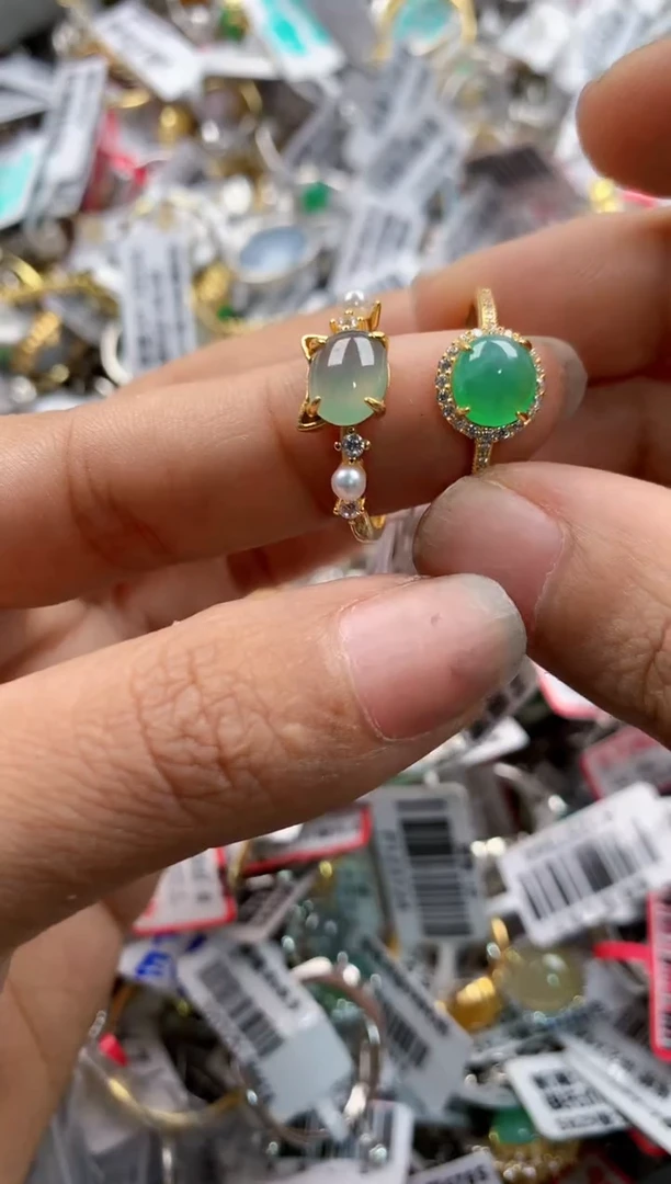 银S925镶嵌戒指翡翠12      3