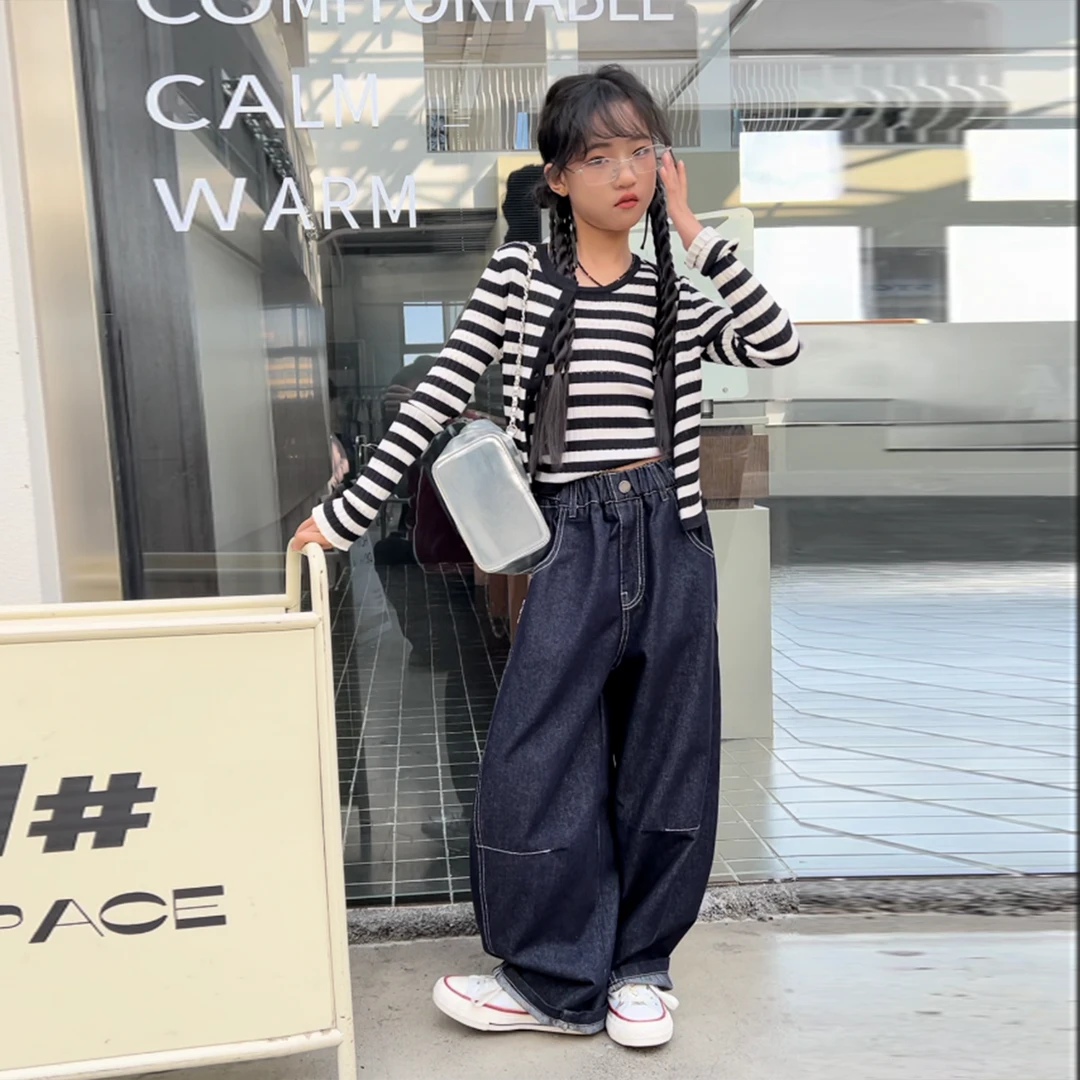 巨软【不掉色牛仔】秋季新款女童潮童时尚洋气定制百搭不掉色牛仔裤