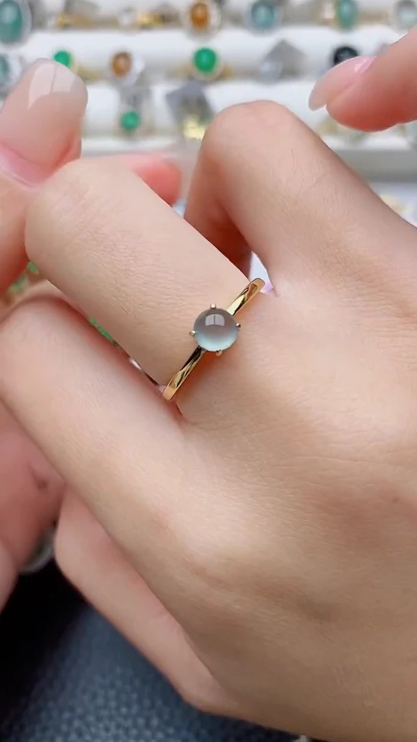 银S925镶嵌戒指翡翠正品 纯天然翡翠