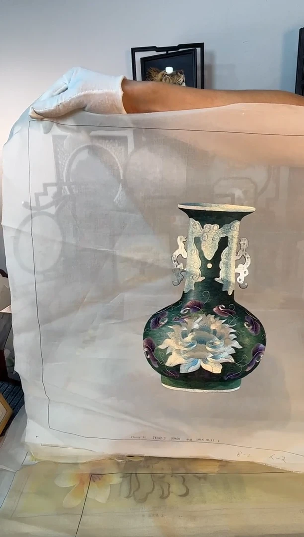 刺绣纯手刺绣工双面绣绣片35*35