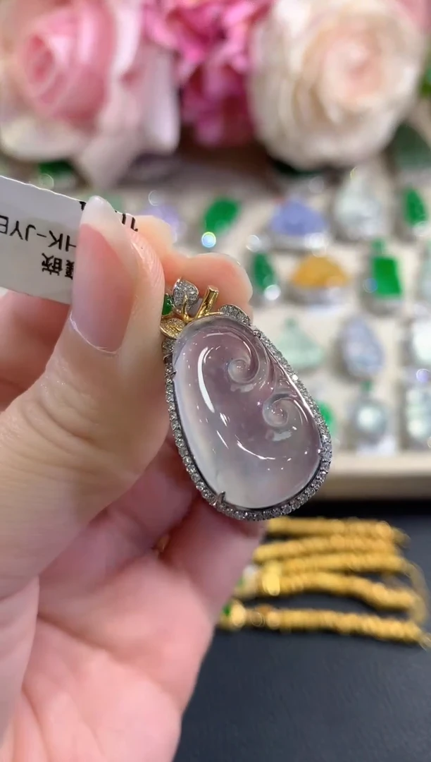 吊坠(不含链)18K金镶嵌翡翠d56