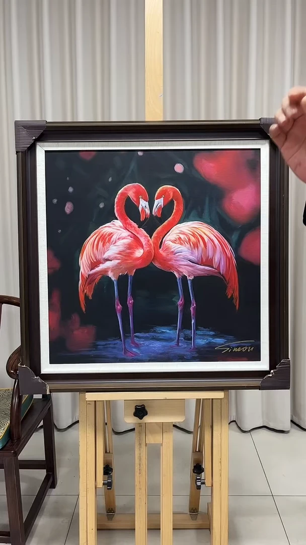 油画陶宗健-60x60-火烈鸟-带框