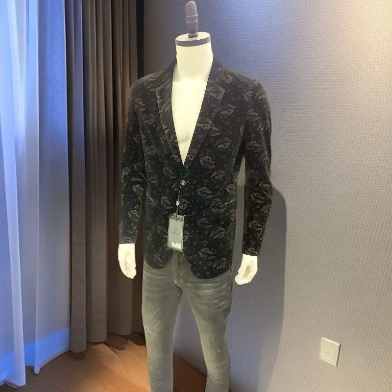 xz928春季百搭提花个性轻奢西服印花