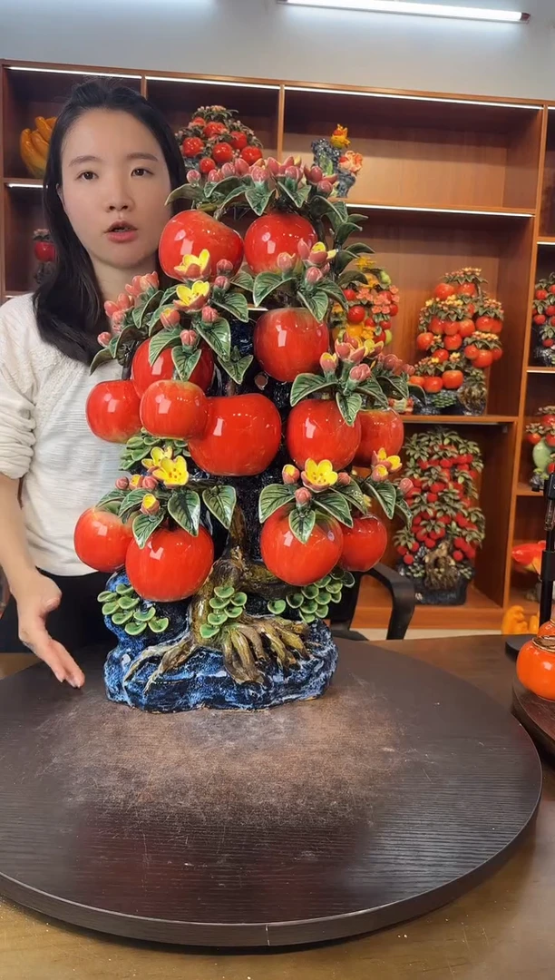 陶瓷63公分高苹果树摆件