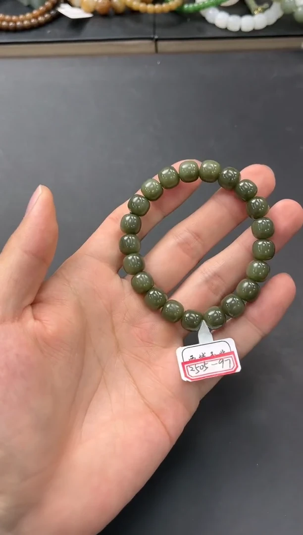 未镶嵌手串和田玉花土沟豆青老型手串卡10微色差