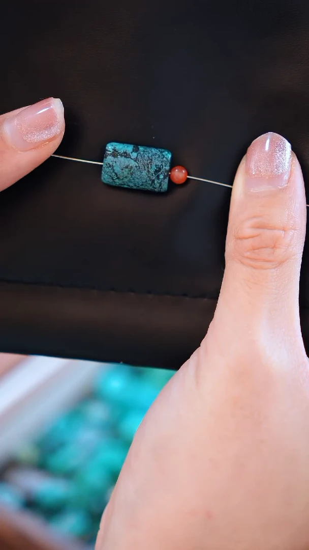 玛瑙/玉髓长方牌未镶嵌绿松石