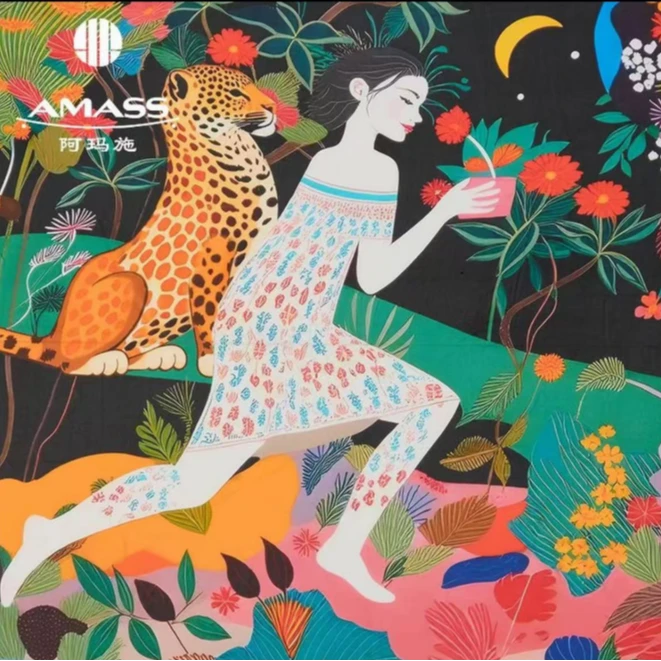 AMASS/阿玛施120CM*120CM高级质感桑蚕丝围巾580032