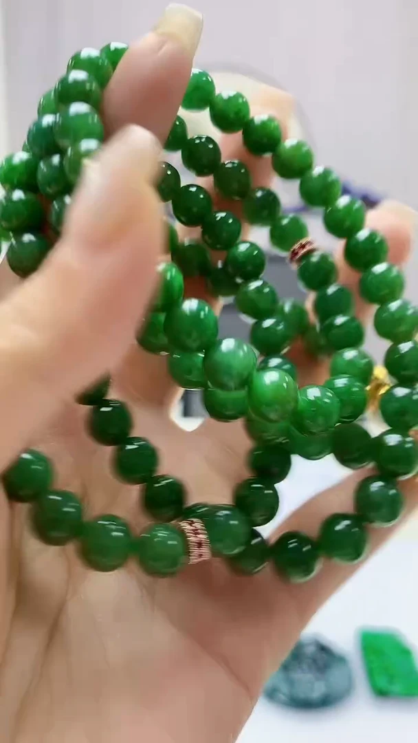 定制翡翠未镶嵌4868ms-毛货121珠链