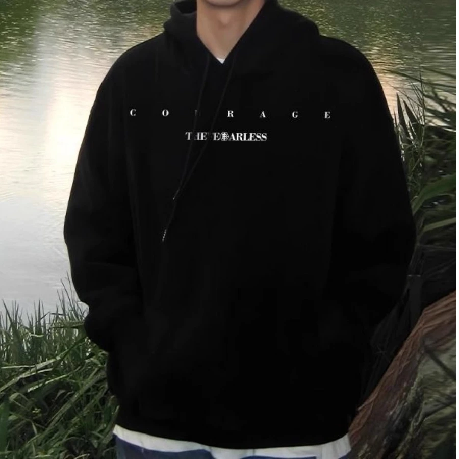 新款重磅美式连帽卫衣男生秋冬季加绒高街潮牌高级感宽松上衣外套