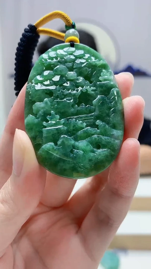 未镶嵌定制翡翠4688zm-毛货挂件山水50