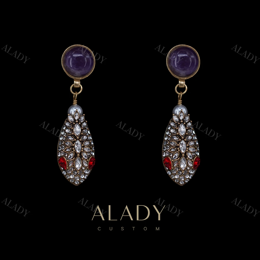 合金合成锆石耳饰 【美杜莎】高贵气质典雅时尚灵蛇耳钉