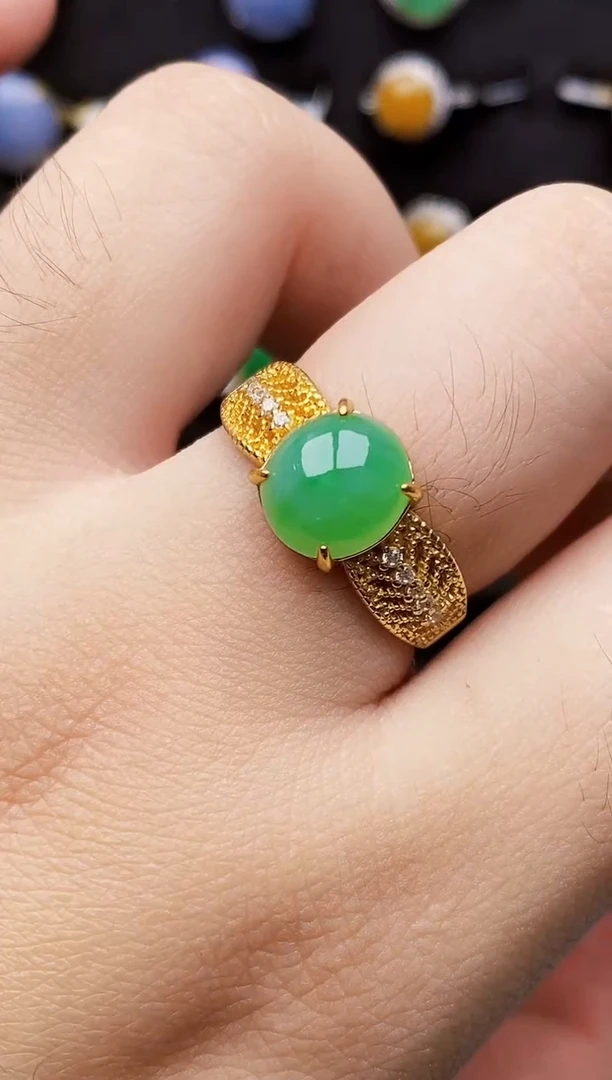 银S925镶嵌戒指翡翠4193