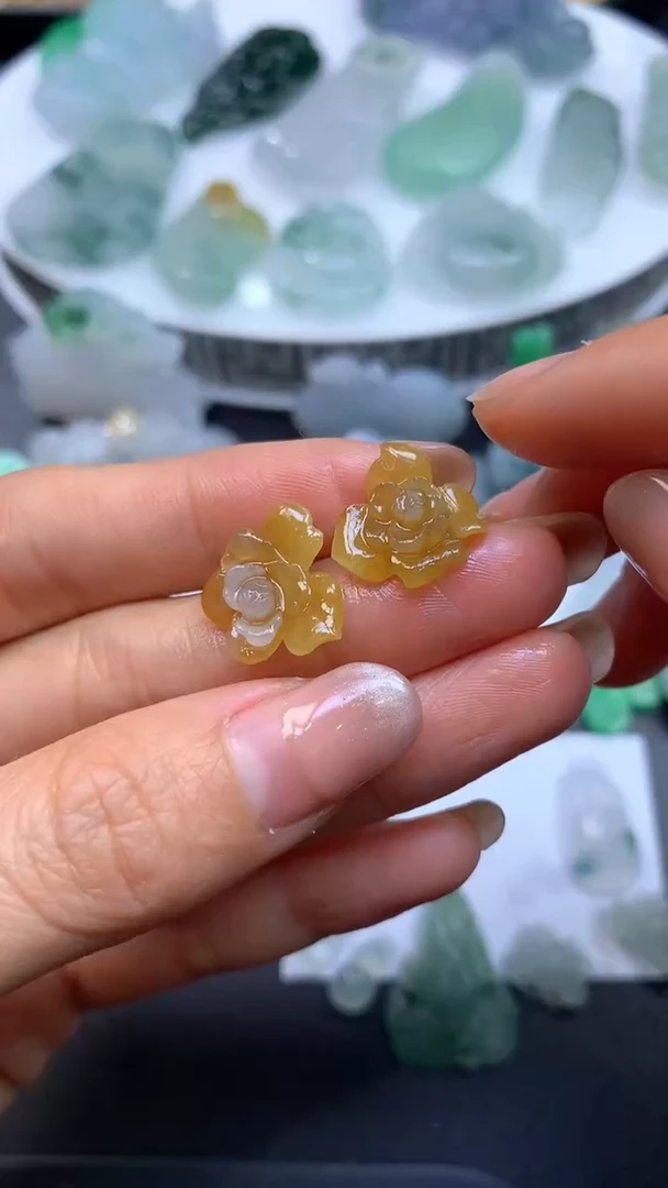 【闪购商品】定制翡翠未镶嵌翡翠一对