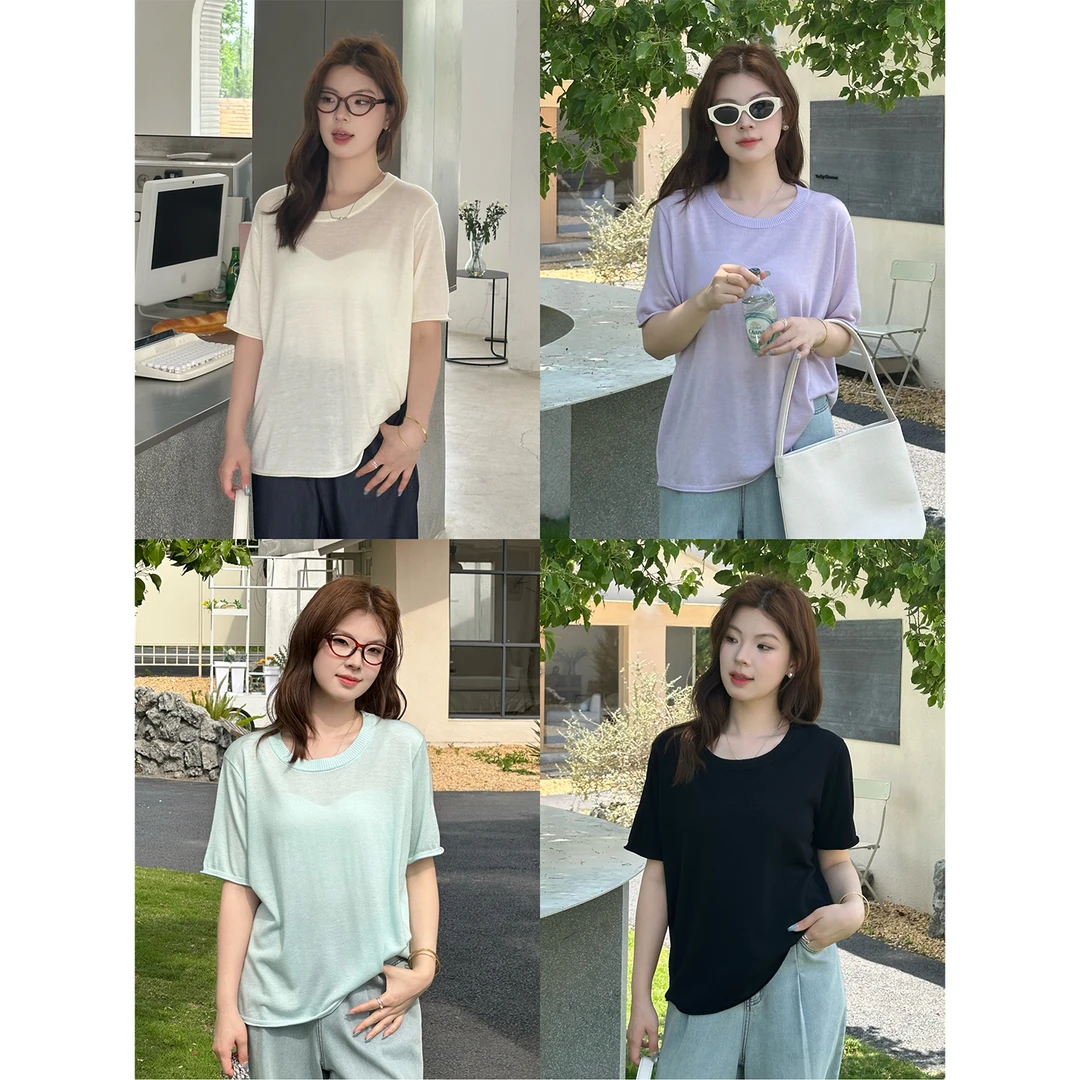 裂渡宣宣【解锁清凉】微胖大码女秋时尚百搭显瘦四色针织衫ZY505V78