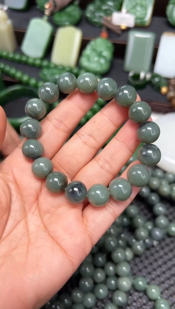 【闪购商品】和田玉手链未镶嵌青花手串约12毫米