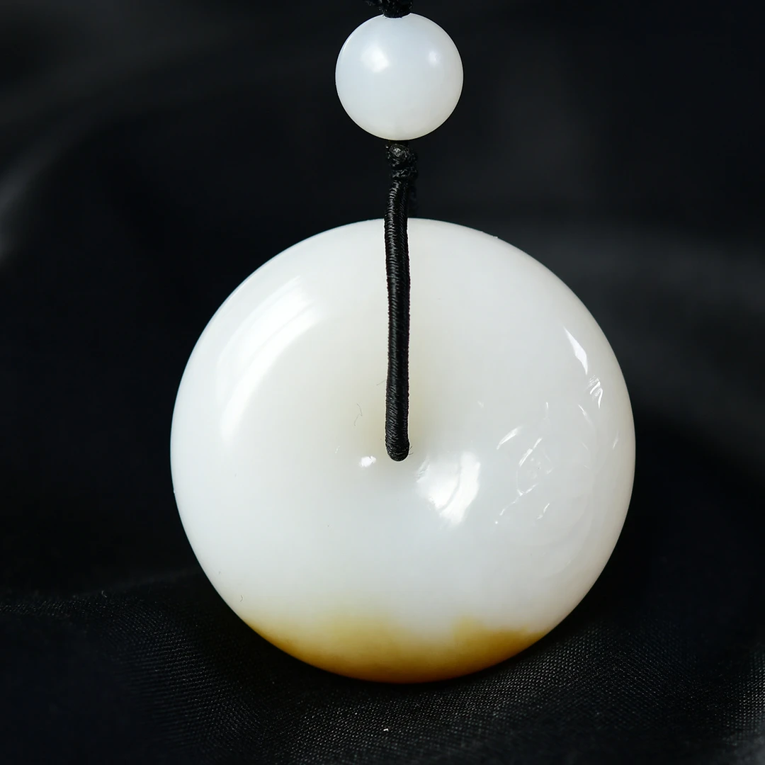 天然和田玉糖白平安扣吊坠男女款玉石项链挂件小孩儿童玉坠