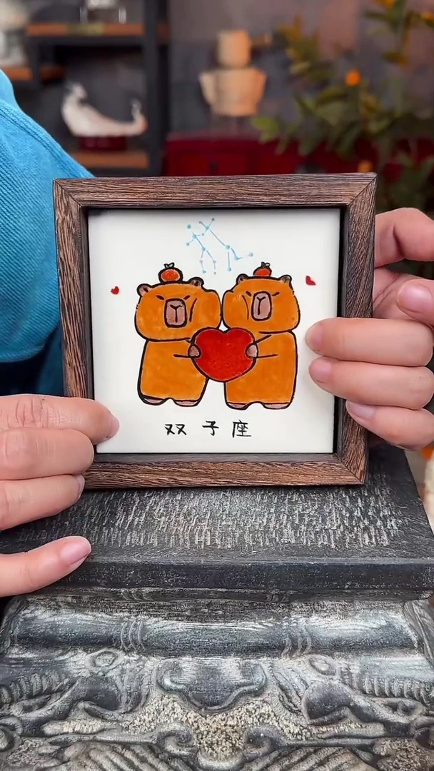 【闪购商品】摆件釉上彩陶瓷实木收纳盒