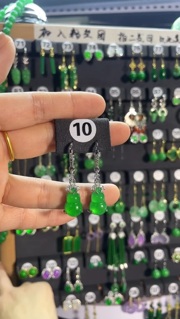 【闪购商品】翡翠耳饰银S925镶嵌10..