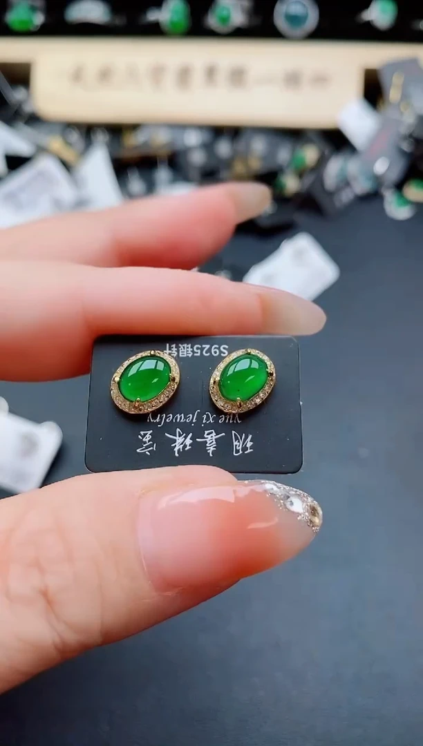 银S925镶嵌戒指翡翠1